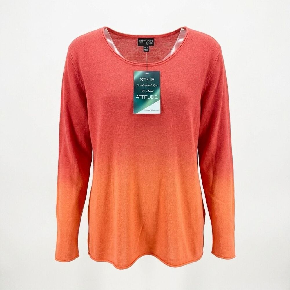 Attitudes Cotton Pullover Crew neck Sweater/Knit  Oranges Tri Color Sz XL NWT